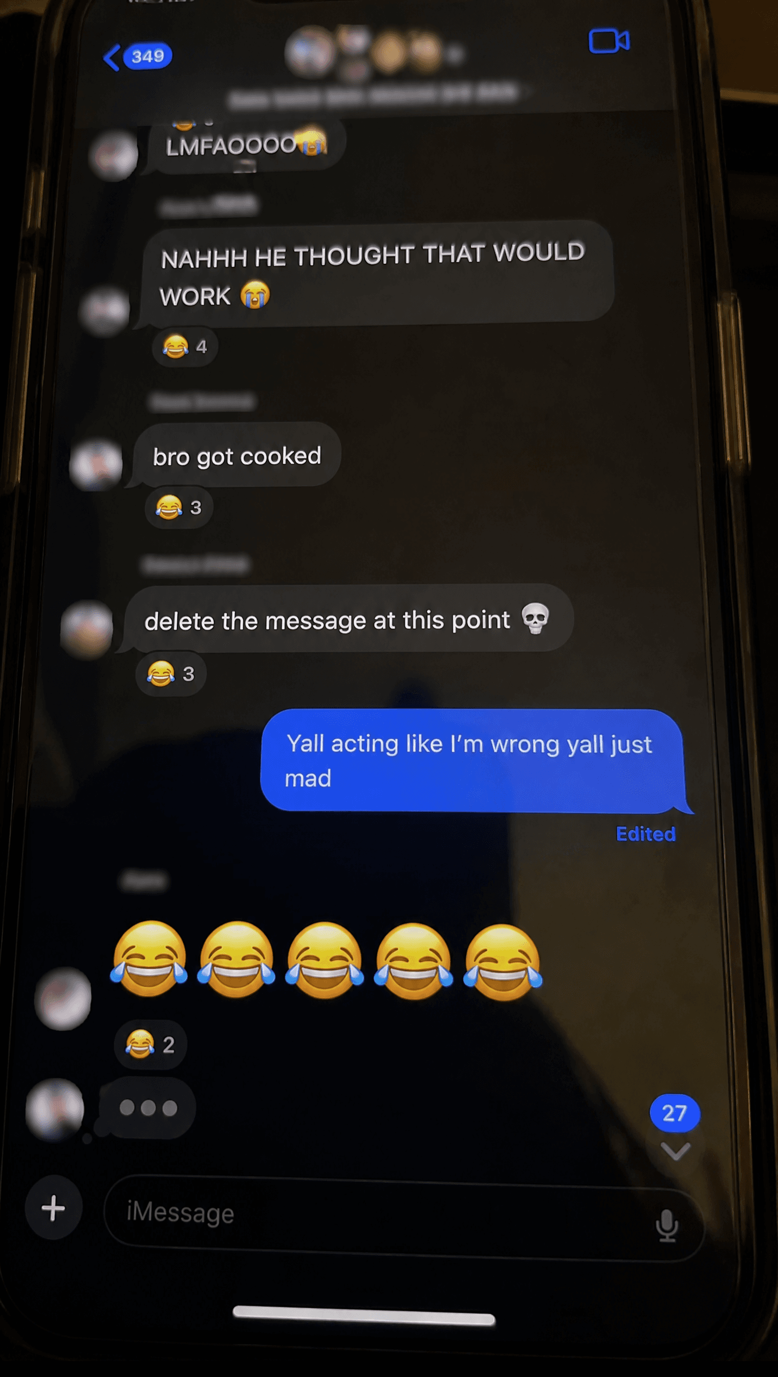 Chat screenshot before AI roast — no good comeback — SpicyReplies